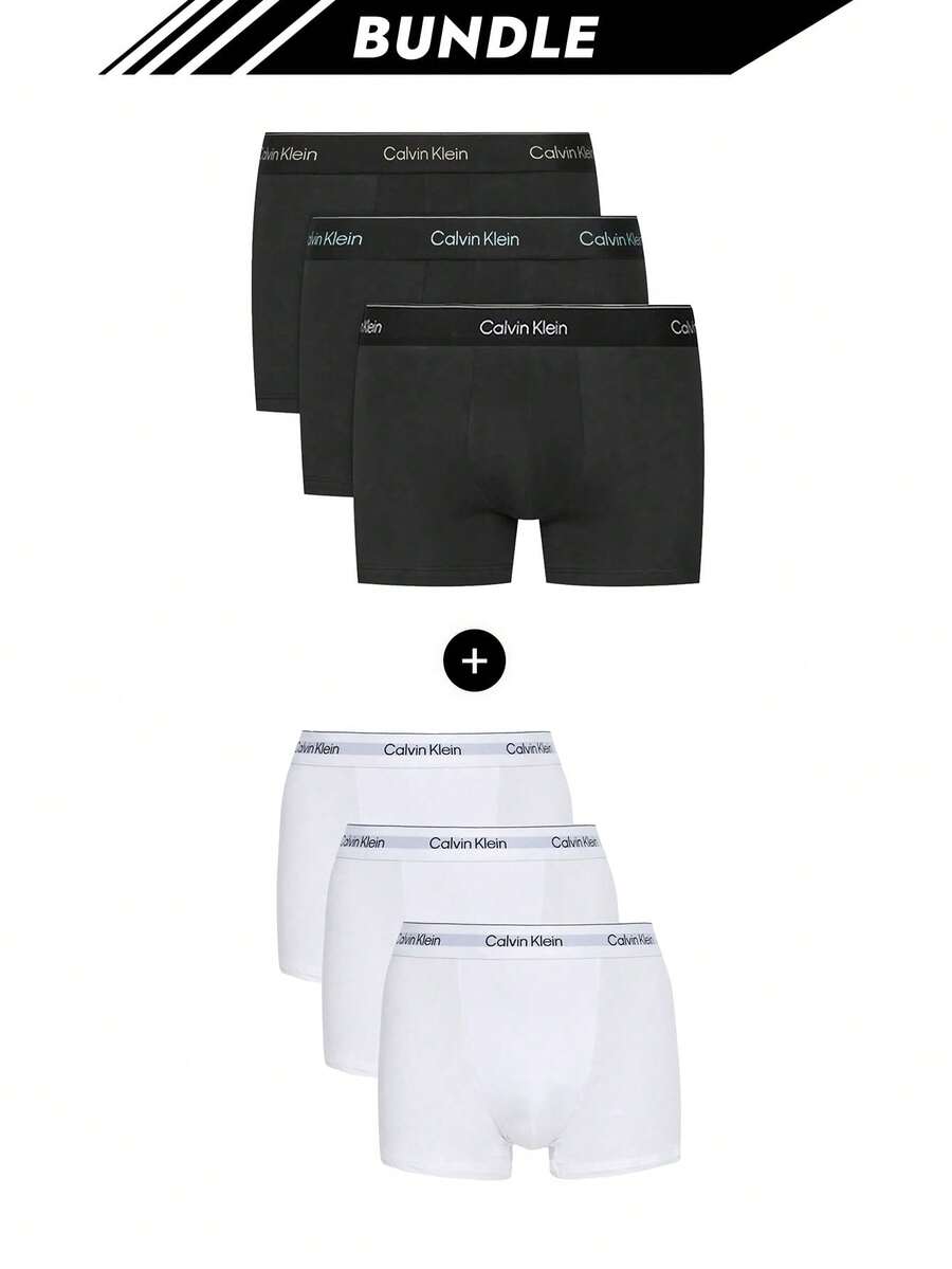 Calvin Klein [Bundle] Top Selling 3 Packs Boxers + Modern Cotton 3 Packs Men's Boxers - Black+White - View 1