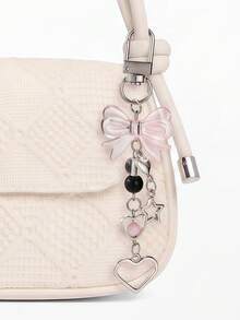 1 pièce/4 pièces Chaîne de téléphone style Y2K mode femme, nœud rose doux, étoile argentée, étoile à cinq branches, cœur, perles roses & argentées, pendentif de sac, décoration de sac de chaîne de téléphone créative, convient comme cadeau pour la meilleure amie pour la rentrée scolaire - Multicolore - Voir 9