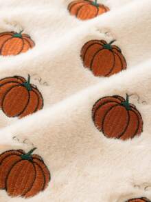 Homemorelove 1/2pcs PV Velvet Small Pumpkin Embroidered Pillow Case, Autumn Decor, Thanksgiving, Halloween Atmosphere Home Decoration Throw Pillow, Suitable For Living Room, Bedroom, Sofa, Pillow Insert Not Included - Off-white Rabbit Fur Dark Brown - View 6