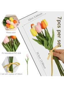 3pcs Tulip,35.5cm,13.98inch, Artificial Flower, PU Material, Simulation Feel, Valentine's Day Decoration, New Year Decoration, Spring Festival Decoration, Spring And Summer Decoration, School Dormitory Decoration, Party Activities Festival - Multicolor - View 2
