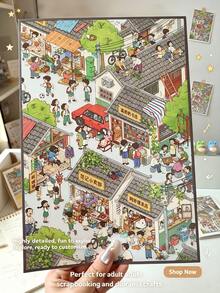 New Large Size DIY Scene Stickers,Premium Special Oil Craft Kawaii Town Landscape Stickers,Cute Scenery Stickers,Adults Craft Stickers,Summer Trending Urban Diorama Stickers,Summer Vacation Back To School DIY Crafts Holiday Birthday Gift Stationery - A - View 6