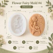 3D Flower Fairy Silicone Soap Mold Handmade Fairy Girl Soap Making Mold Rectangle Oval Mold For Cold Process Soap Resin Clay Wax DIY Craft - Flower Fairy - View 10