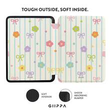 GIIPPA Kindle 電子閱讀器保護殼，書本式手持設計，蝴蝶結圖案，相容 Kindle Paperwhite 5th/6th/7th、Paperwhite 10th/11th/12th、Kindle (Colorsoft)/10th/11th/12th 及其他熱門型號，Kindle 保護殼/Kindle 配件 - 多色1 - 查看 2