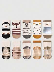 5 Pairs Cotton Baby Anti-Slip Floor Socks, Cartoon Toddler Non-Skid Breathable Socks - Multicolor - View 2