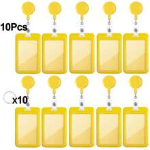 10pcs Solid Color Sliding ID Badge Holders With Retractable Badge Reel, Key Ring, Hard Plastic Badge Holder, Suitable For Office, School ID, Credit Card, RFID Key Card, Driver's License And Pass, Can Be Used For Keys, Key Ring And Keychain, Best Gift For Women And Men - Multicolor 3 - View 11