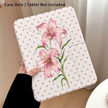 Pink Lily, Polka Dot And Other Pattern Painted Effect Tablet Protective Case With Stand, Compatible With Honor 8/9/10/X8/X8A/X9/X8Pro/X9Pro/ MatePad Se 11 Inch/MatePad 11 Inch/11.5 Inch/MatePad Pro/Apple 10th/11th Gen 2025 (A16)/ Galaxy Tab A7/A9 And Other Popular Models - Style 37 - View 1
