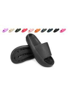 GETAC Sandalias de Mujer Sandalias Hombre, PLATAFORMA 4cm Chanclas mujer Unisex Suela Gruesa Impermeable Cómodas - Negro - Ver 10