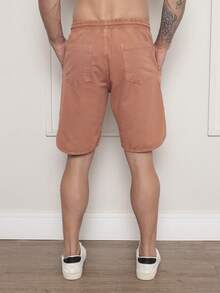 Men's Bermuda Shorts In Twill Fabric With Elastic Waistband - Óxido marrón - Ver 4