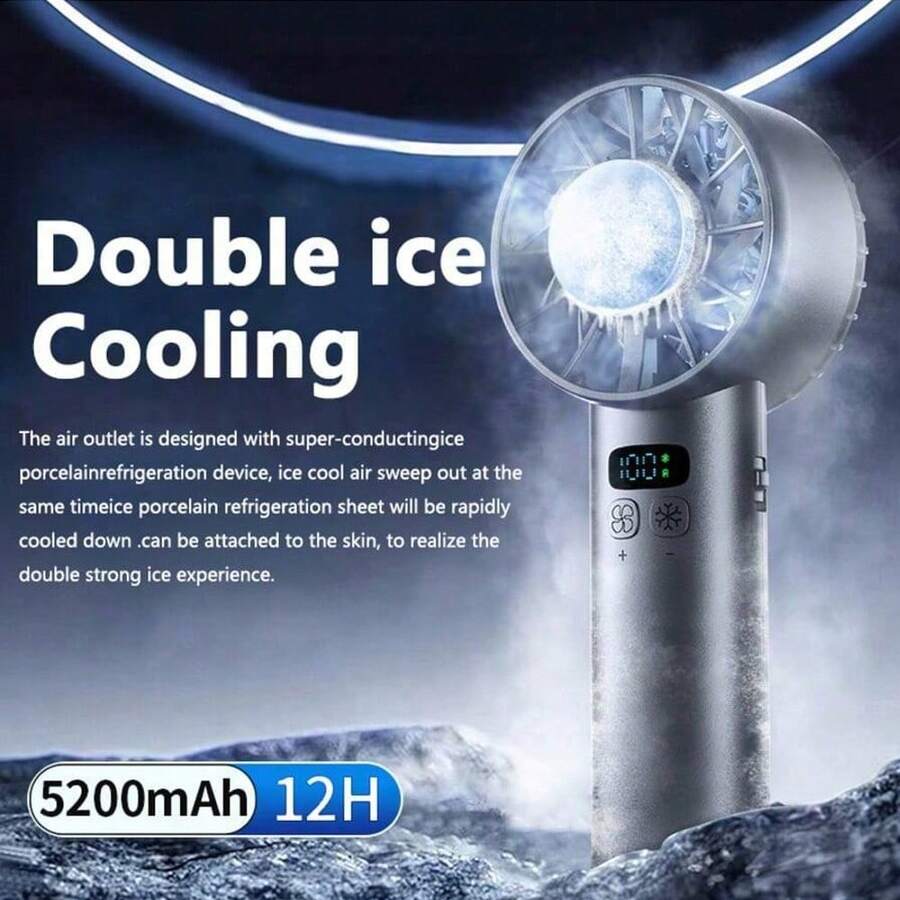 Ventilador de mano de alta velocidad con 100 ajustes de velocidad, mini ventilador portátil recargable USB de 5200mAh para exteriores, adecuado para uso en interiores y exteriores, regalo perfecto de verano - Multicolor - Ver 1