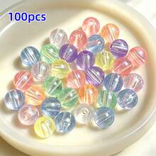 100顆 10mm 壓克力多色美人魚珠－幻彩圓形散珠，適用於DIY手鍊、項鍊與鑰匙圈珠寶製作，激發手工設計靈感 - 彩色 - 查看 18