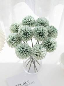 4/24/200pcs Artificial Chrysanthemum Ball, Dandelion, Hydrangea Combination Bouquet, Suitable As Gift For Friends, Bride, Wedding Bouquet, Also Applicable For Home, Office, Cafe, Party, Wedding Decoration - Green - View 1