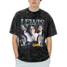 Washed T-Shirt, Vintage Style Lewis Capaldi T-Shirt, Pop Star Fan Merch - Black - View 1