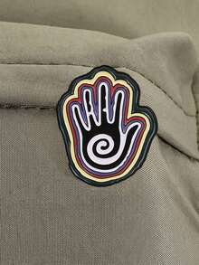 1pc Mystical Spiral Hand Enamel Pin,Vintage Layered Colorful Hand And Spiral Symbol Badge, Fashion Accessory, Gift For Mystic Lovers - Multicolor - View 7