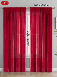 1PC Rod Pocket Design Partition Curtain, Solid Color Smooth Semi-Sheer Window Curtain, Suitable For Living Room, Bedroom, Wedding, Party Backdrop And Other Decorative Curtains - Multicolor - View 55