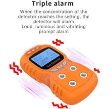 Portable Gas Detector, 4-Gas Monitor H2S, O2, CO And LEL Multi-Indicator With Vibration, Audible, Visual Alarm, Rechargeable Personal 4-Gas Detector With LCD - Orange - View 5