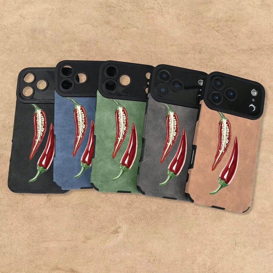 [24h Versand aus Spanien] Handyhülle - Diese stilvolle Handyhülle verfügt über ein modernes rotes Chili-Muster und ist aus hochwertigem Kunstleder gefertigt, geeignet für die gesamte  17-Serie, einschließlich des 17 Air und 17 Pro MAX.Es ist stoßfest und schmutzabweisend. - Bildfarbe 1 Stück - Übersicht 1