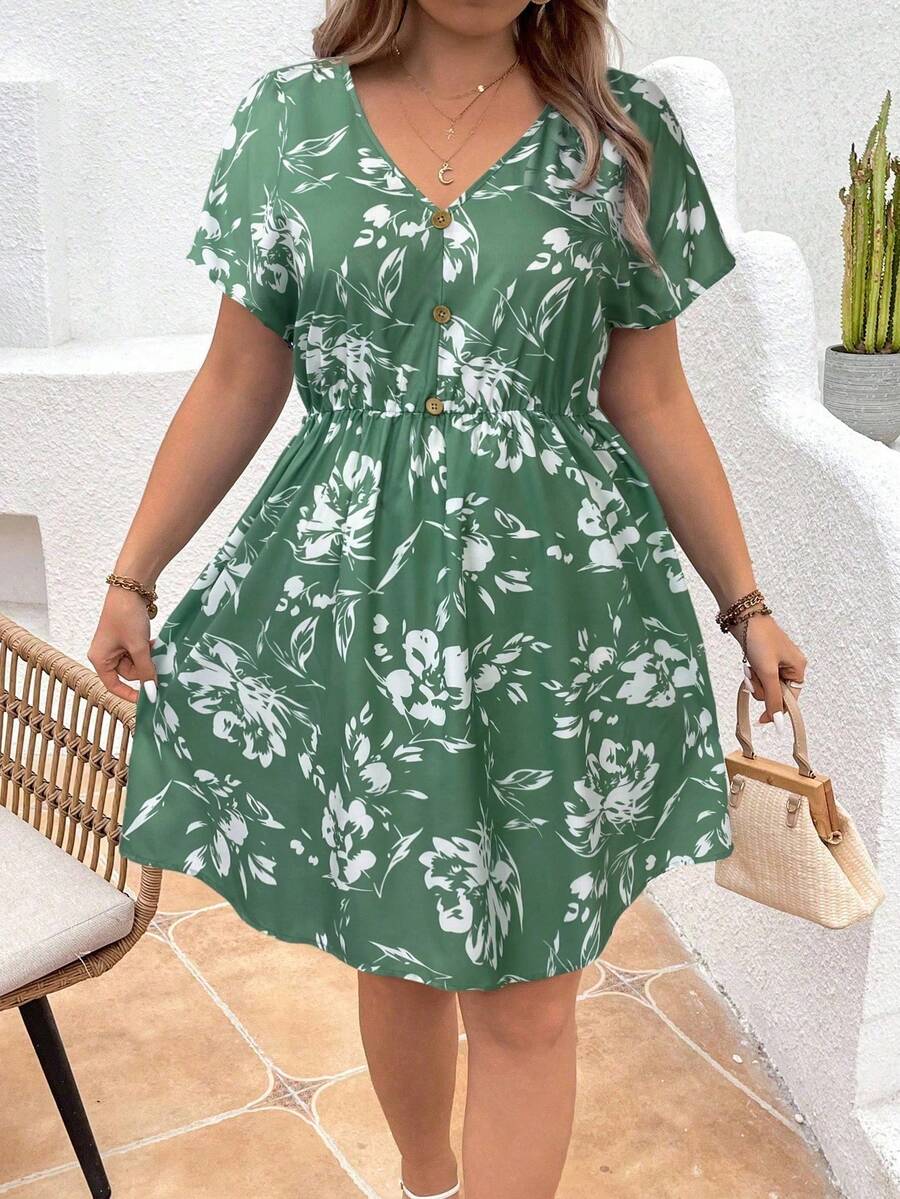 Plus Size Dresses - Mint Green - View 1