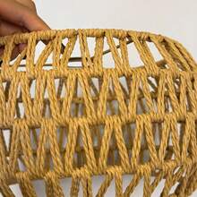 Bohemian Handwoven Rattan Lampshade, 19.31" - Perfect For Kitchen Island, Dining & Living Room Decor - Hollowed-out Semicircle - View 5