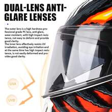 DOT Uchoose Approved Full Face Helmets Crash Motorbike Protective Gear Men Women Flip Up Helmet Motorcycle Visor Double Sun - Ice Cream - Silver Mirror - View 6