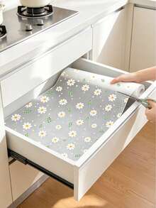 1 Roll Camellia Pattern Moisture-Proof Mat, Drawer Liner, Refrigerator Mat, EVA Waterproof Fridge Liner, Cabinet Liner, And Simple Placemat. For Storage, Kitchen Utensils, Kitchen Supplies, Room Decor, And Home Decor. - Camellia - View 3