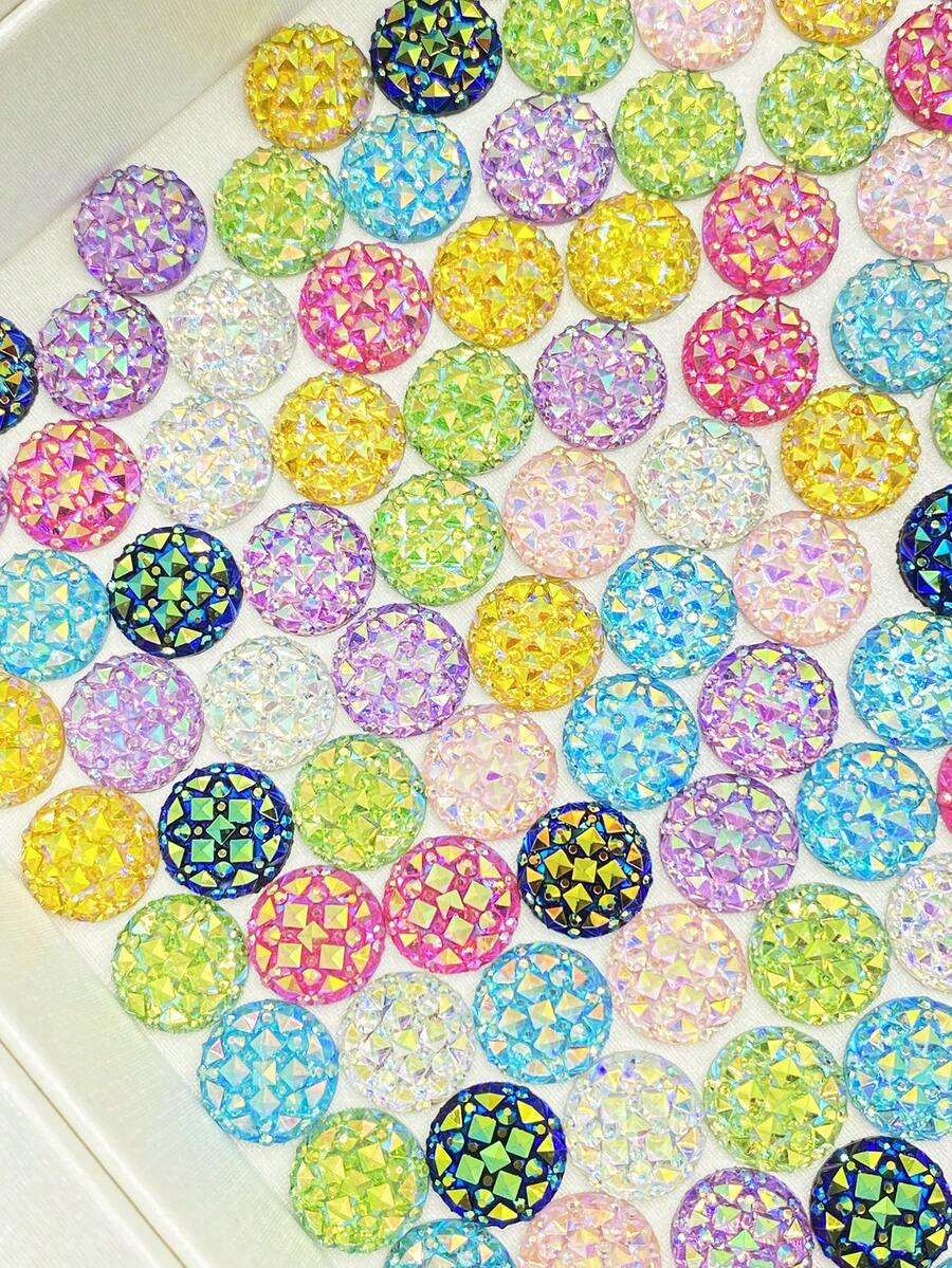 1 Pack 40pcs Round Resin Rhinestone Sequins DIY Clothing Accessories Shoes Hats Bags Hair Accessories Decoration - White - View 1