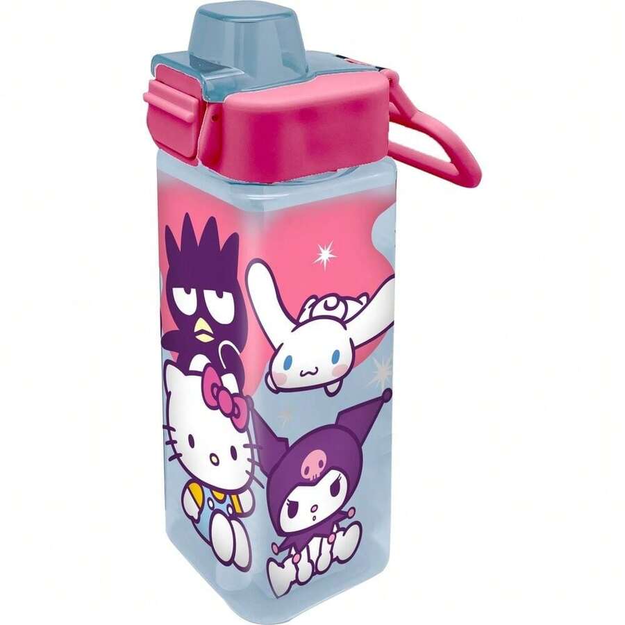 Hello Kitty Safta 500ml 水瓶,兒童學校食堂用,防漏翻蓋式瓶蓋附手柄,可重複使用,返校適用,粉色設計 - 選項 2 - 查看 1