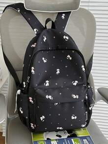 Cute Cat Print Backpack For Women, Large Capacity Student School Bag. Can Hold Textbooks, Insulated Cup, Folding Umbrella, Power Bank, Cosmetics. Suitable For Daily Classes, Library Study, Daily Commute, Moms Out With Kids, One Bag For All Occasions! No Accessories Included. - Multicolor - View 6