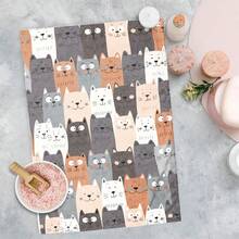 2/4/48pcs Cartoon Multi-Cat Stacked Pattern Printed Kitchen Towels - Super Soft, Highly Absorbent Polyester Dish And Hand Towels, Perfect For Holiday Decor, Kitchen Decor, Party Decor. - Multicolor - View 7