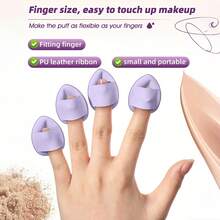 10 PCS Taro Purple All-In-One Beauty Tool Set, Mini Teardrop Makeup Sponges, Heart Cushion Puffs, Triangle Velvet Puffs, Foundation Setting & Cleaning Kit - Multicolor - View 7
