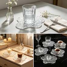 1pc Transparent Water Ripple Coaster Heat-Resistant Table Mat, Insulated Pad, Essential For Holiday Gatherings, Transparent Water Pattern Design Heat-Resistant Tableware Mat Premium Cup Holder, Modern Minimalist Plate Mat, Halloween, Christmas Gift, Suitable For Bar, Office And Home, All Occasions - Shape - View 8