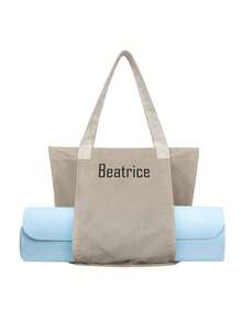 Customized Canvas Yoga Mat Tote Bag, Yoga Mat Storage Bag, Personalized Gym Backpack, Pilates Studio Bag - Camel - View 8