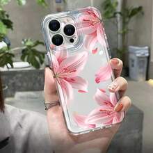 1件 Ins 風格清新木槿花葉素色圖案太空感防滑軟手機殼，適用於 iPhone 11/12/13/14/15/16 Pro Max - 彩色 - 查看 5