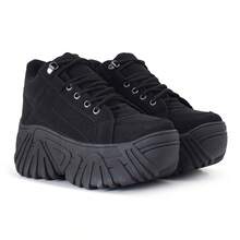 Buffalo Women's High Platform Sneakers Tractor Shoe 7cm High Promotion - 黑色 - 查看 3