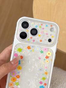 Casing Ponsel Minimalis Bermotif Bunga, Desain Anti Jatuh, 1 buah Casing Pelindung Motif Bunga Warna-warni, Casing Ponsel Nuansa Musim Panas, Hadiah Ulang Tahun, Kompatibel dengan iPhone 17/17 Pro/17 Pro Max/16/15 Pro Max - Putih - View 2