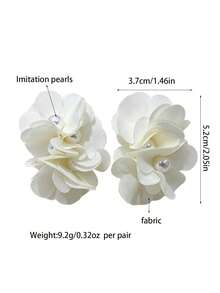 1 Pair Simple Elegant Faux Pearl Flower Ear Clips Bohemian Geometric Floral Non-Pierced Earrings For Wedding Banquet Jewelry Gift - Clip - View 5