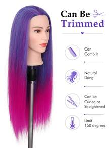 Cabeça de Manequim com Cabelo Cabeça de Treinamento Cabeça Falsa de Prática Cabeça de Boneca de Manequim para Cabeleireiro Trançar Cortar Cosmetologia Cabeça de Manequim para Penteado - Visão 4