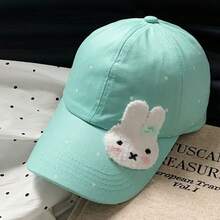 1pc New Cute Rabbit Polka Dot Mint Green Baseball Cap For Women, Spring/Summer Versatile Wide Brim Face-Slimming Sun Protection Baseball Cap - Multicolor - View 9