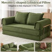 AMICLIBER 79" Futon Sofa Bed, Convertible Sofa Bed With Fixed-Shape Frame, 5-In-1 Cloud Boneless Couch With Corduroy Cover, Compressed Sleeper Sofa Bed In A Box, Boneless Loveseat Daybed For Living Room - Green - View 9