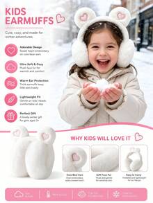 1pc 3-14Y Winter Children Cartoon Girls Ear Muffs, Cold-Proof Headwear Student Ear Protection Warm, Cute Heart-Shaped Ears, Suitable For Boys And Girls, Cold Winter - 1PCS - View 4