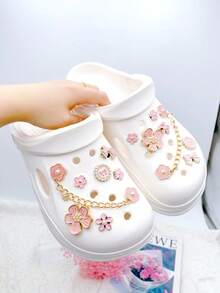 14 buah Gantungan Sepatu Sandal Lucu yang Dapat Dilepas, Aksesori Sepatu DIY untuk Wanita, Dekorasi Sepatu yang Menyenangkan dan Personal, Hadiah Sempurna untuk Pesta Liburan - Berwarna merah muda - View 1