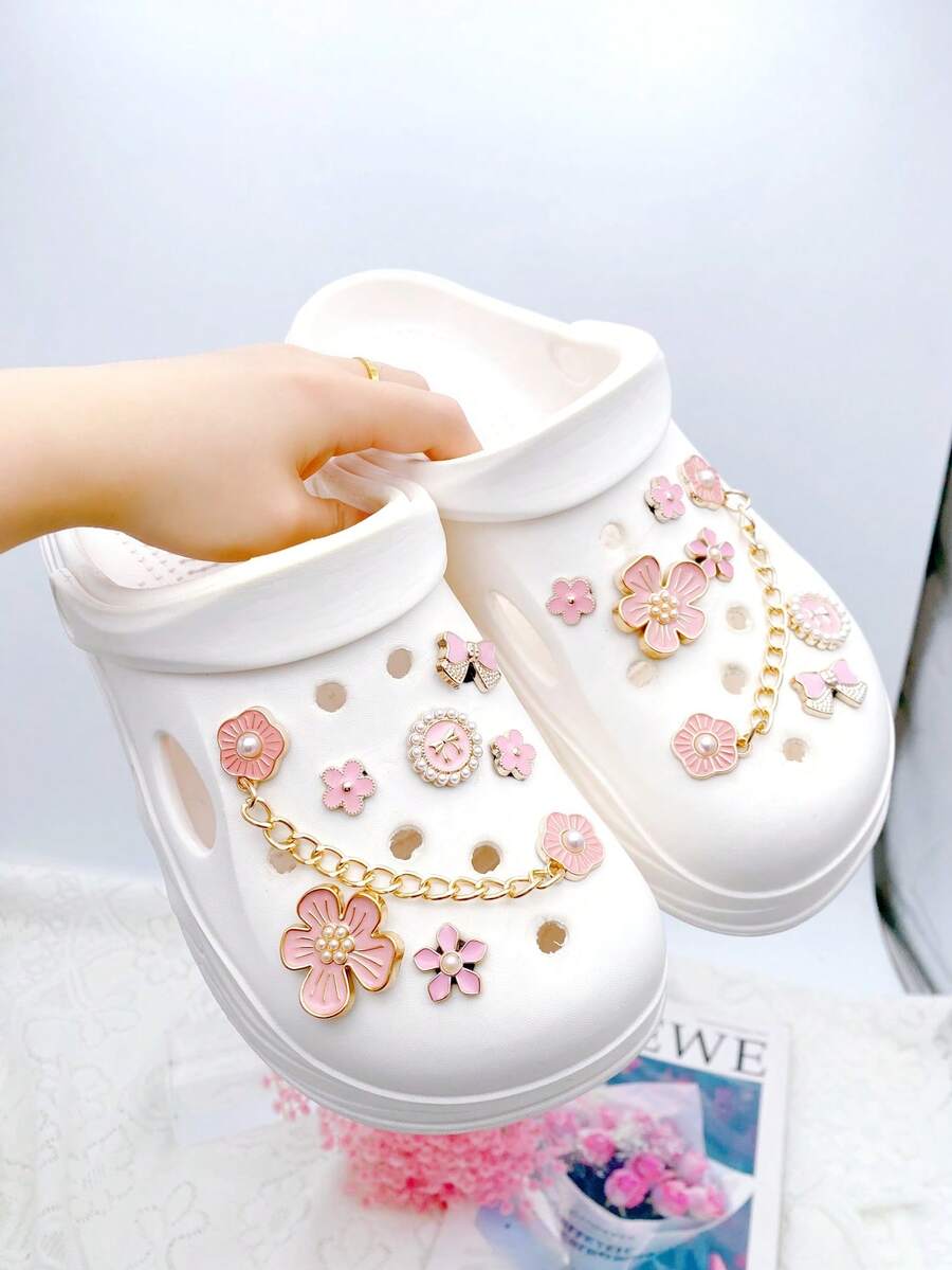 14 buah Gantungan Sepatu Sandal Lucu yang Dapat Dilepas, Aksesori Sepatu DIY untuk Wanita, Dekorasi Sepatu yang Menyenangkan dan Personal, Hadiah Sempurna untuk Pesta Liburan - Berwarna merah muda - View 1