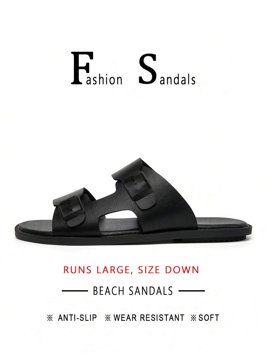 Men's Beach Vacation Cross Strap Adjustable Slides, Retro Wide Face Design, Comfortable Fashionable Personalized Indoor/Outdoor Dual-Use Slip-On Slippers