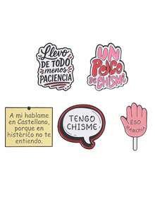 Spanish Funny Slogan Brooch "Tengo Chisme" Meme Text Drip Oil Lapel Pin Gift - Multicolor - View 15