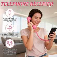 2026 New Type-C Retro Phone Handset With Built-In Microphone, Noise Cancelling, Wired Retro Handset For Phone Video Conference, Office Calls, Clear Audio Pickup, Low Leakage, Suitable For Office And Home Use - View 2