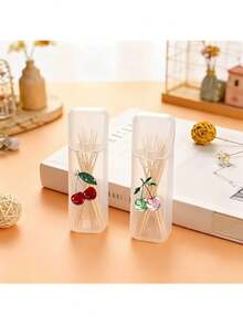 Alluring Cherry Pattern Portable Travel Storage Box - Toothpick, Floss And Daily Organization Storage Box, Compact And Convenient, Travel Storage Box, Mini Storage Box, Suitable For Carrying Small Items Container, Leak-Proof Travel Pill Storage Box, Portable Cotton Swab Box, Can Be Used As Holiday Gift - Multicolor - View 4