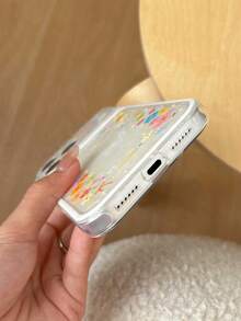 Casing Ponsel Minimalis Bermotif Bunga, Desain Anti Jatuh, 1 buah Casing Pelindung Motif Bunga Warna-warni, Casing Ponsel Nuansa Musim Panas, Hadiah Ulang Tahun, Kompatibel dengan iPhone 17/17 Pro/17 Pro Max/16/15 Pro Max - Putih - View 4