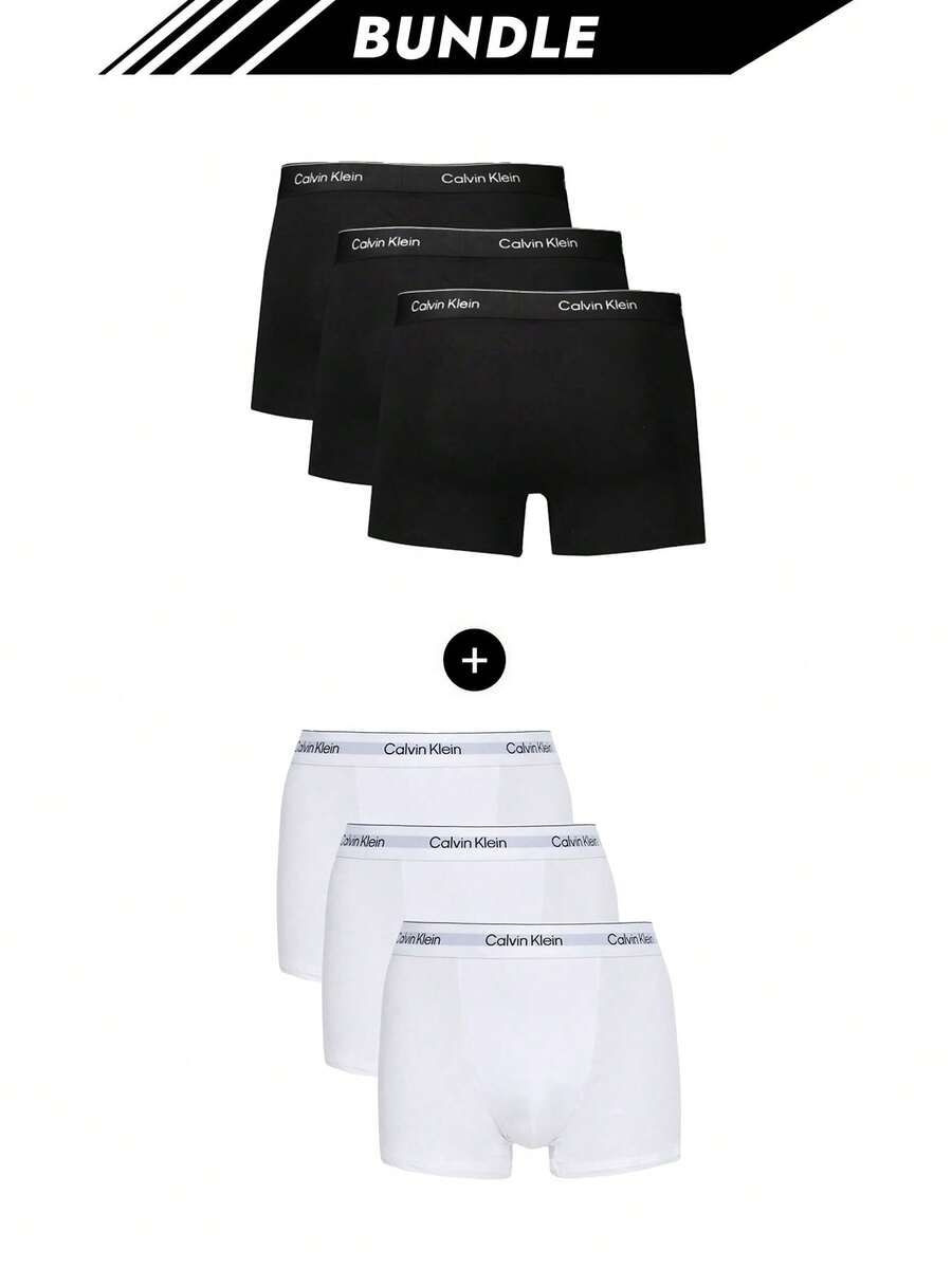 [Bundle] Calvin Klein 3 Packs Men's Boxers + Modern Cotton 3 Packs Men's Boxers - Black+White - View 1