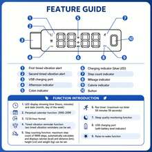SENBONO Neutral Silicone Smart Bracelet, 12-Hour Format, Hour/Minute/Second/Date/Month/Day Of Week Display, Alarm And Hour Ring, Pedometer, Calorie Calculator, 60mAh, Long Battery Life, Suitable For Daily Use And Gift Occasions, Electronic Bracelet - View 10