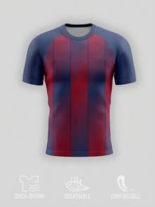 1pc Personalized 2526 FCB Red & Blue Colorway Men's Soccer Jersey - Customized Number, Team Name And Team Logo Short Sleeve T-Shirt. The Best Gift For Friends And Family. - Multicolor - View 2
