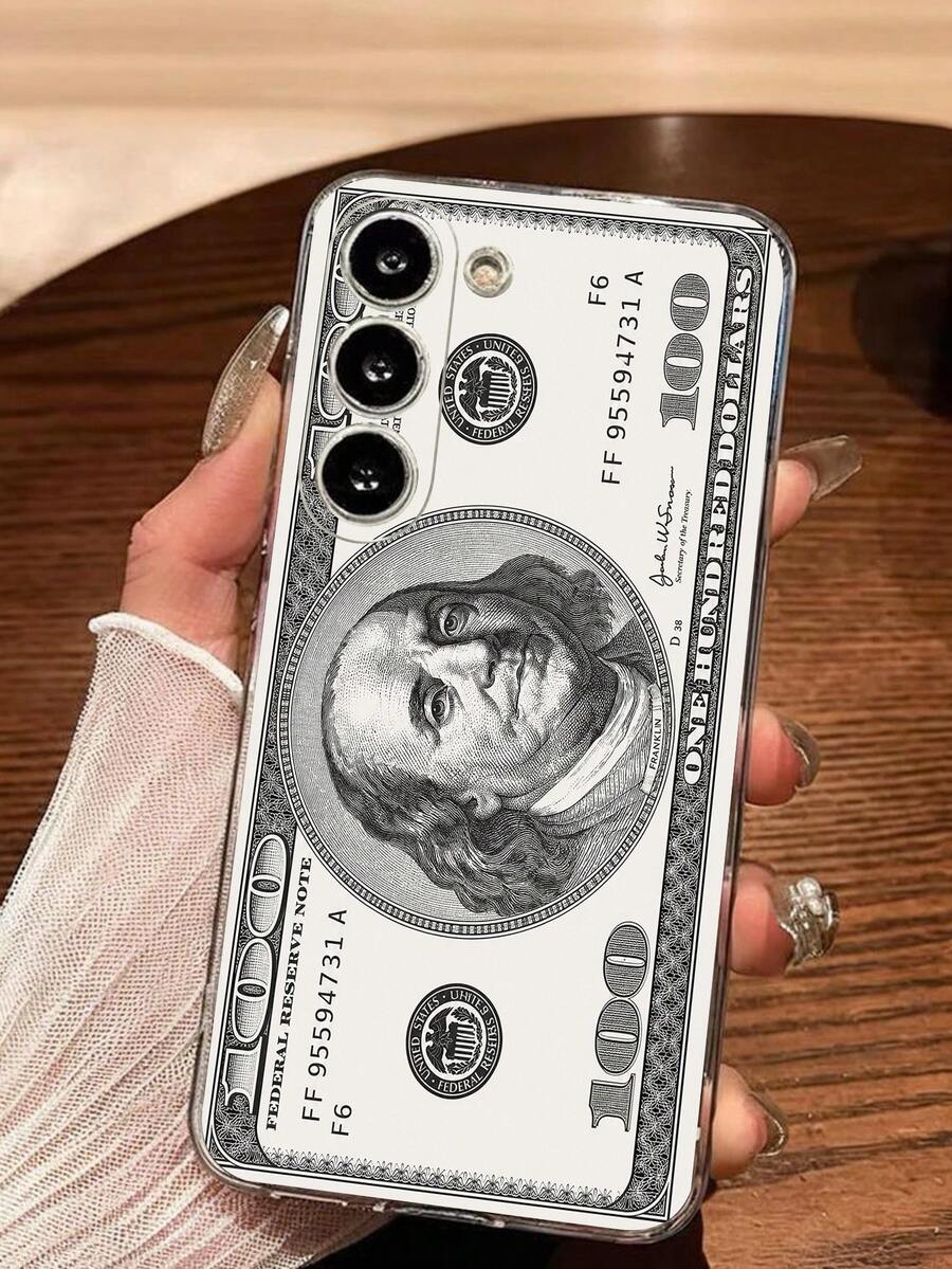 1件裝經典創意美金鈔票手機殼 透明軟殼保護套，適用於 Galaxy A04e/12/A13/A14/A34/A50/A52/A53/A54/S21/S22/S23/S24/S25/S25Ultra - 無色 - 查看 1